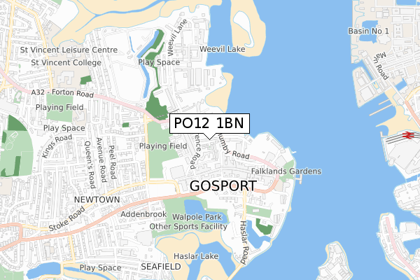 PO12 1BN map - small scale - OS Open Zoomstack (Ordnance Survey)