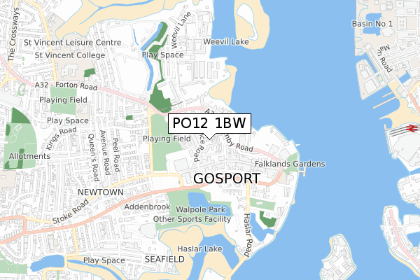 PO12 1BW map - small scale - OS Open Zoomstack (Ordnance Survey) PO12 1BW map - small scale - OS Open Zoomstack (Ordnance Survey)