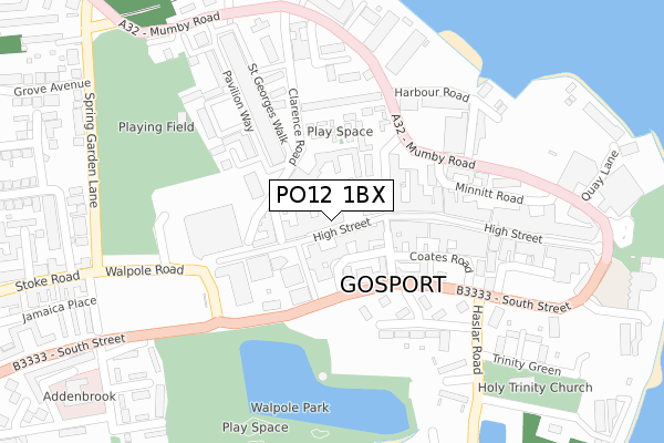 PO12 1BX map - large scale - OS Open Zoomstack (Ordnance Survey)