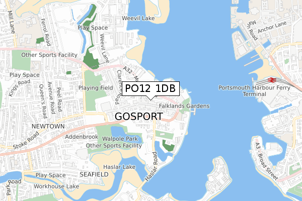 PO12 1DB map - small scale - OS Open Zoomstack (Ordnance Survey)