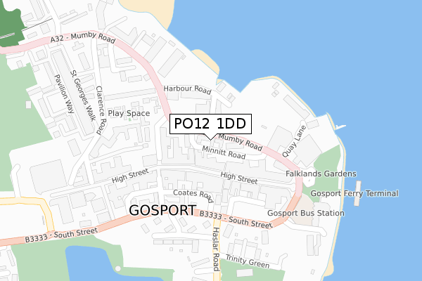 PO12 1DD map - large scale - OS Open Zoomstack (Ordnance Survey)