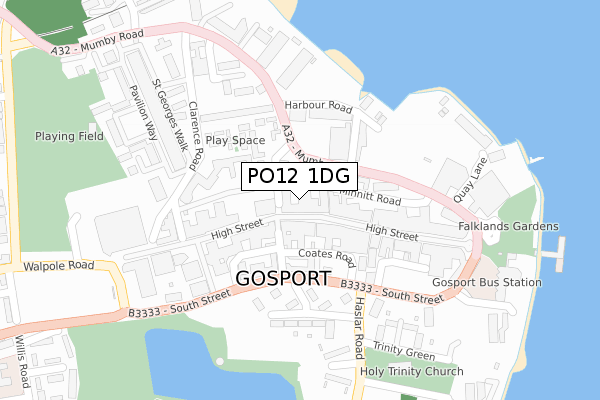 PO12 1DG map - large scale - OS Open Zoomstack (Ordnance Survey)