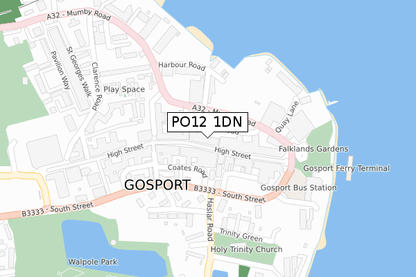 PO12 1DN map - large scale - OS Open Zoomstack (Ordnance Survey)