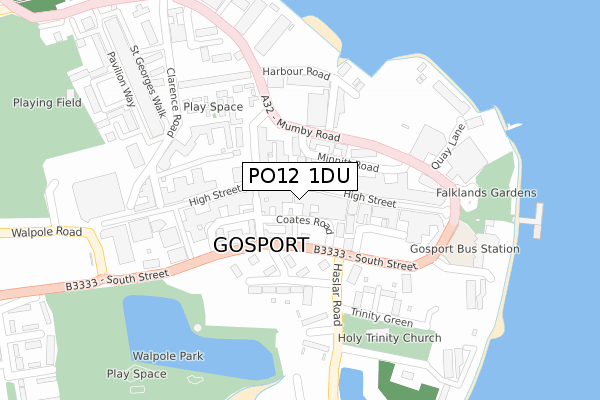 PO12 1DU map - large scale - OS Open Zoomstack (Ordnance Survey)
