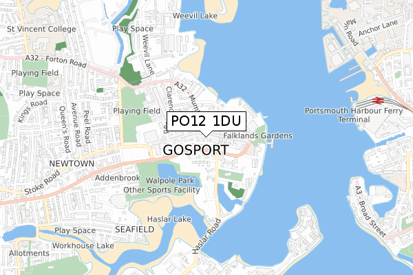 PO12 1DU map - small scale - OS Open Zoomstack (Ordnance Survey) PO12 1DU map - small scale - OS Open Zoomstack (Ordnance Survey)