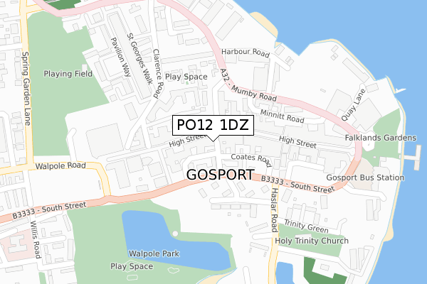 PO12 1DZ map - large scale - OS Open Zoomstack (Ordnance Survey)
