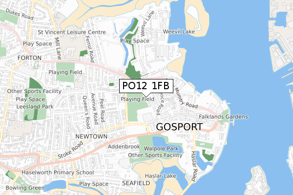 PO12 1FB map - small scale - OS Open Zoomstack (Ordnance Survey)