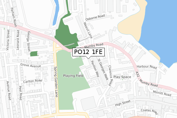 PO12 1FE map - large scale - OS Open Zoomstack (Ordnance Survey)