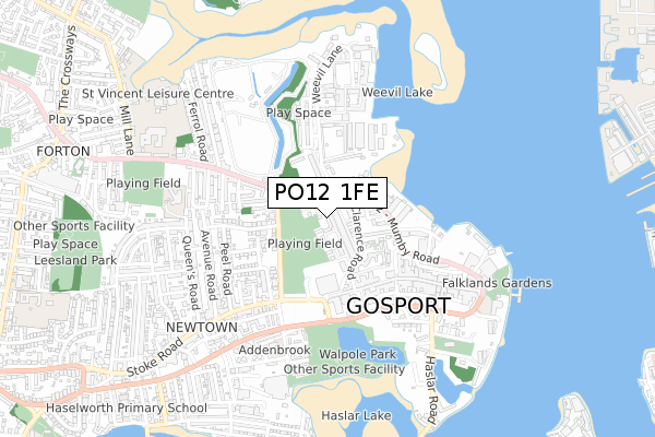 PO12 1FE map - small scale - OS Open Zoomstack (Ordnance Survey)