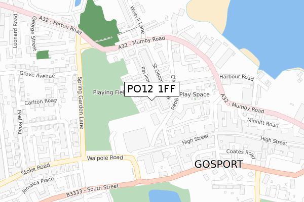 PO12 1FF map - large scale - OS Open Zoomstack (Ordnance Survey)