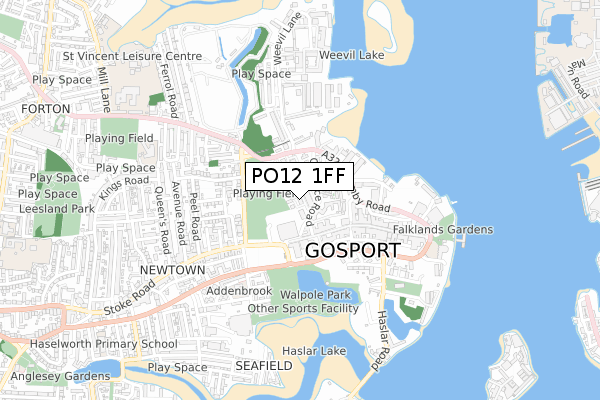 PO12 1FF map - small scale - OS Open Zoomstack (Ordnance Survey)