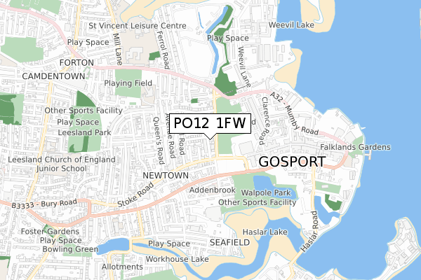 PO12 1FW map - small scale - OS Open Zoomstack (Ordnance Survey)