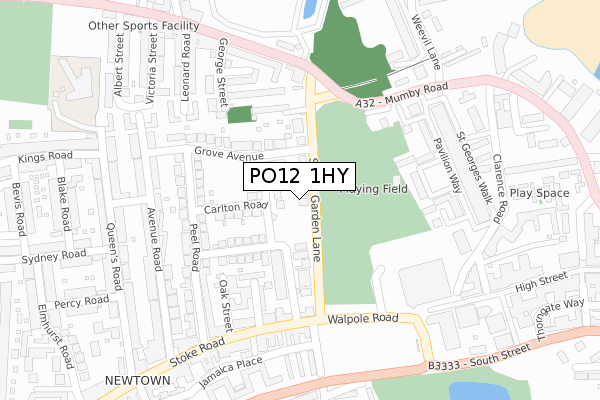 PO12 1HY map - large scale - OS Open Zoomstack (Ordnance Survey)