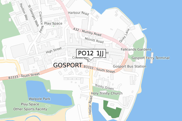 PO12 1JJ map - large scale - OS Open Zoomstack (Ordnance Survey)