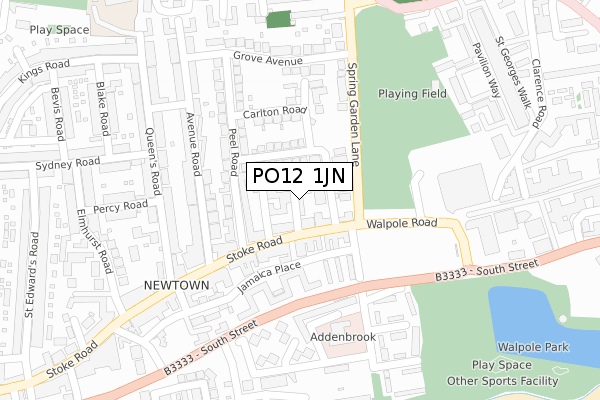 PO12 1JN map - large scale - OS Open Zoomstack (Ordnance Survey)
