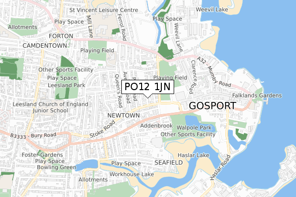 PO12 1JN map - small scale - OS Open Zoomstack (Ordnance Survey)