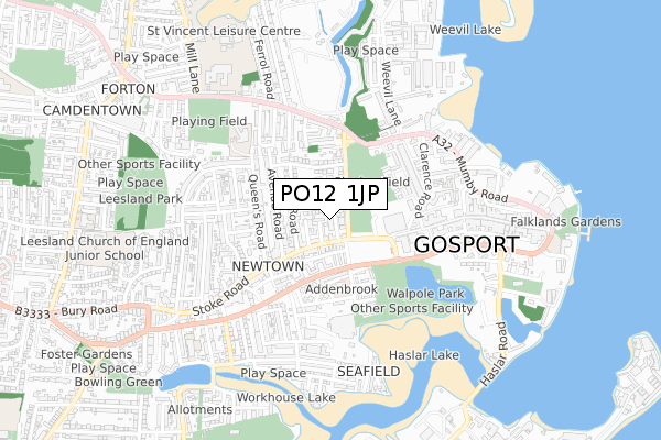 PO12 1JP map - small scale - OS Open Zoomstack (Ordnance Survey)