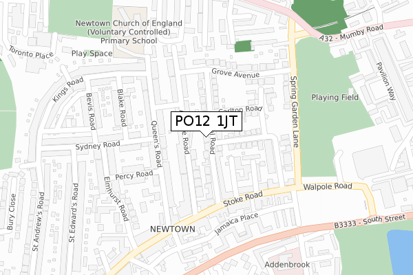 PO12 1JT map - large scale - OS Open Zoomstack (Ordnance Survey)