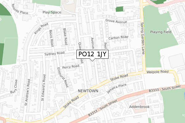 PO12 1JY map - large scale - OS Open Zoomstack (Ordnance Survey)