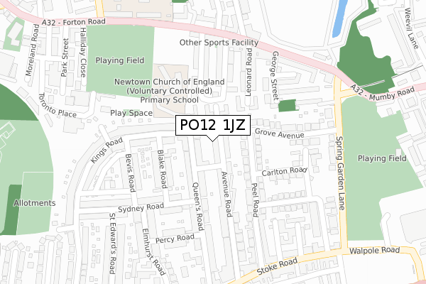 PO12 1JZ map - large scale - OS Open Zoomstack (Ordnance Survey)