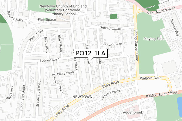 PO12 1LA map - large scale - OS Open Zoomstack (Ordnance Survey)