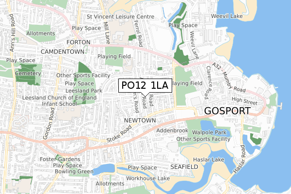 PO12 1LA map - small scale - OS Open Zoomstack (Ordnance Survey)