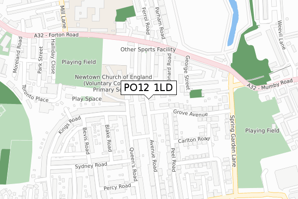 PO12 1LD map - large scale - OS Open Zoomstack (Ordnance Survey)