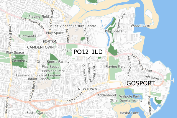 PO12 1LD map - small scale - OS Open Zoomstack (Ordnance Survey)