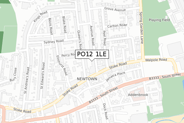 PO12 1LE map - large scale - OS Open Zoomstack (Ordnance Survey)
