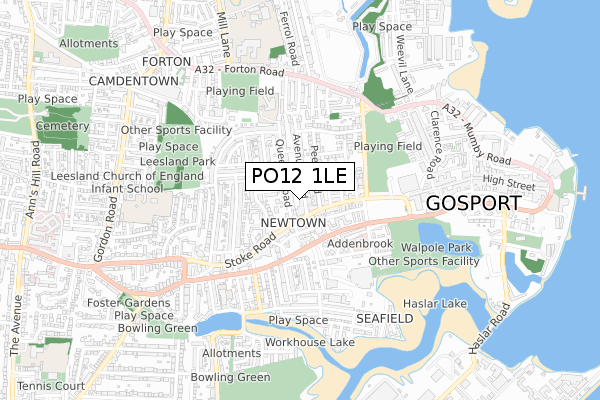 PO12 1LE map - small scale - OS Open Zoomstack (Ordnance Survey)