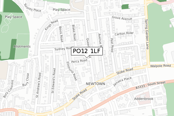 PO12 1LF map - large scale - OS Open Zoomstack (Ordnance Survey)