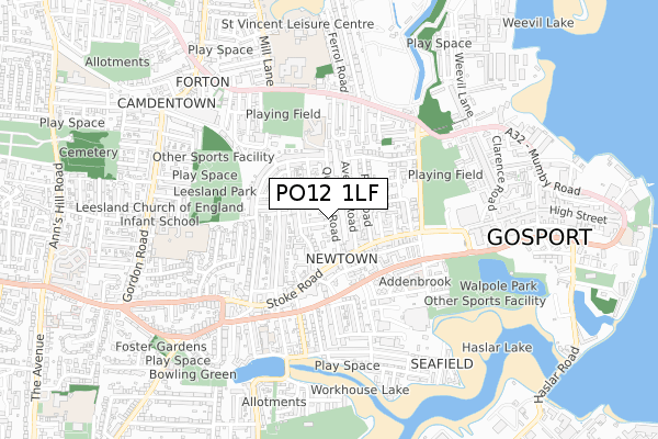 PO12 1LF map - small scale - OS Open Zoomstack (Ordnance Survey)