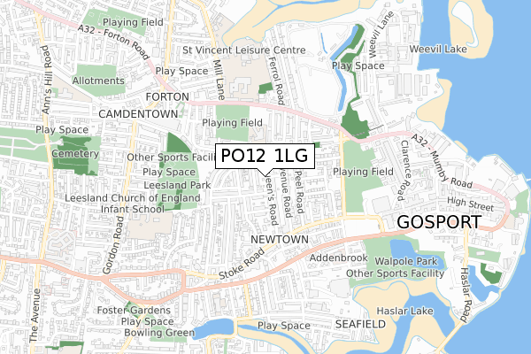 PO12 1LG map - small scale - OS Open Zoomstack (Ordnance Survey)