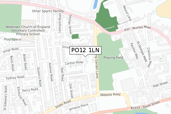 PO12 1LN map - large scale - OS Open Zoomstack (Ordnance Survey)