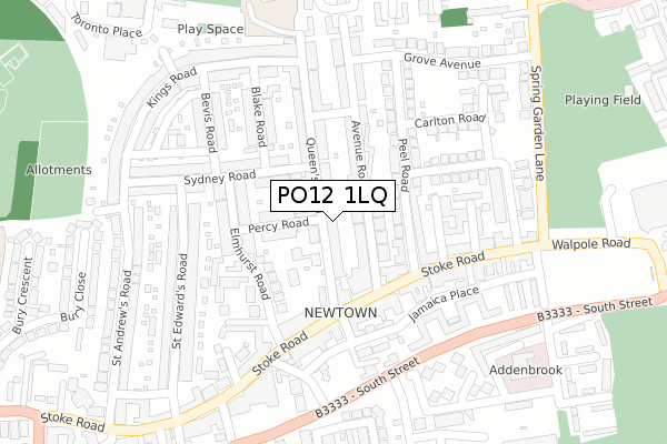 PO12 1LQ map - large scale - OS Open Zoomstack (Ordnance Survey)