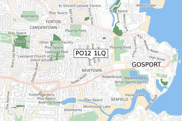 PO12 1LQ map - small scale - OS Open Zoomstack (Ordnance Survey) PO12 1LQ map - small scale - OS Open Zoomstack (Ordnance Survey)