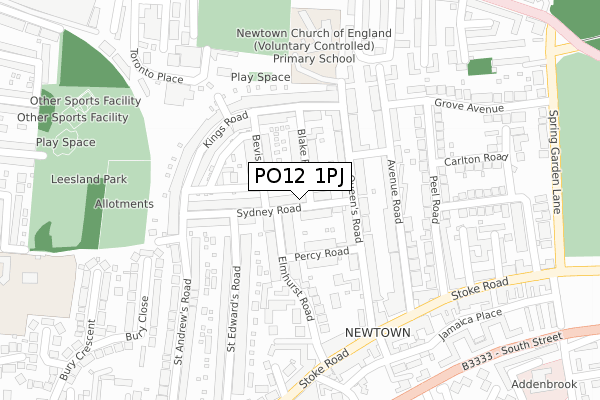 PO12 1PJ map - large scale - OS Open Zoomstack (Ordnance Survey)