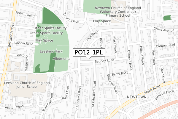 PO12 1PL map - large scale - OS Open Zoomstack (Ordnance Survey)