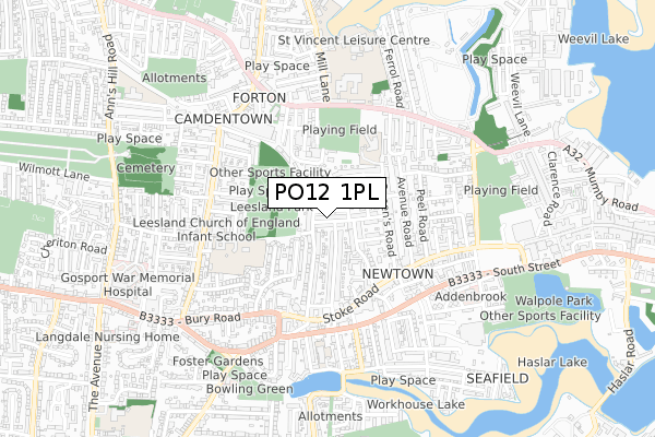 PO12 1PL map - small scale - OS Open Zoomstack (Ordnance Survey)