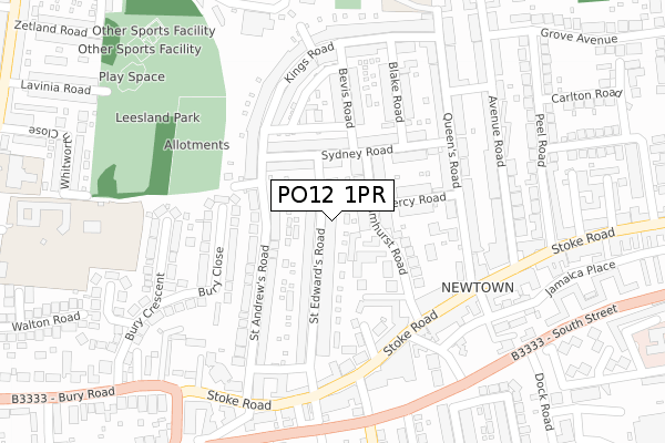 PO12 1PR map - large scale - OS Open Zoomstack (Ordnance Survey)