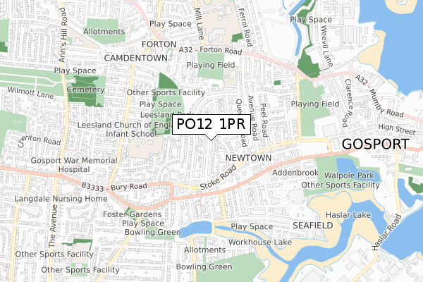 PO12 1PR map - small scale - OS Open Zoomstack (Ordnance Survey)