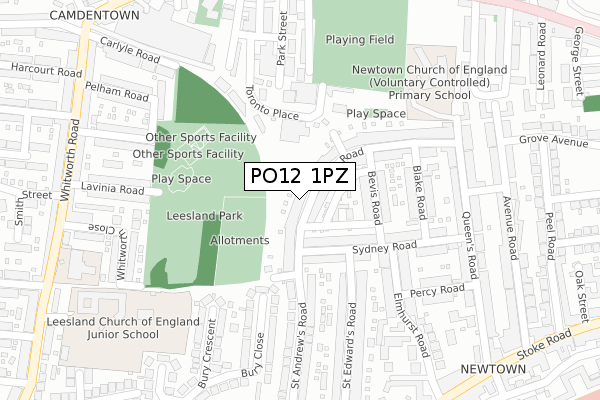 PO12 1PZ map - large scale - OS Open Zoomstack (Ordnance Survey)