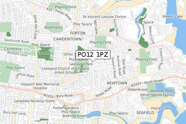 PO12 1PZ map - small scale - OS Open Zoomstack (Ordnance Survey)