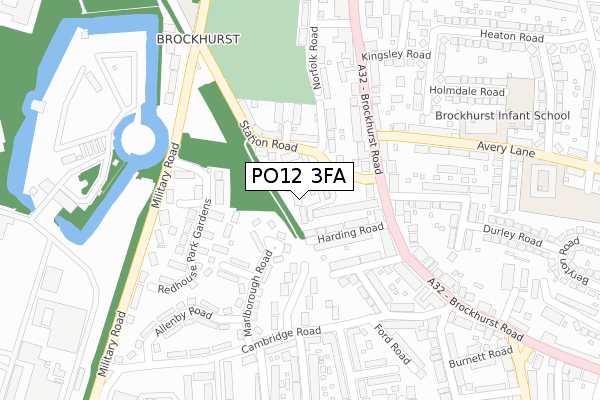 PO12 3FA map - large scale - OS Open Zoomstack (Ordnance Survey)