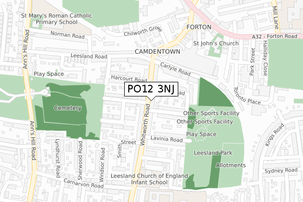 PO12 3NJ map - large scale - OS Open Zoomstack (Ordnance Survey)