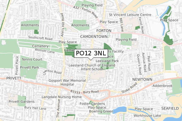 PO12 3NL map - small scale - OS Open Zoomstack (Ordnance Survey)