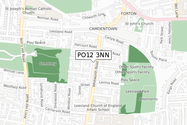PO12 3NN map - large scale - OS Open Zoomstack (Ordnance Survey)