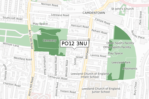 PO12 3NU map - large scale - OS Open Zoomstack (Ordnance Survey)