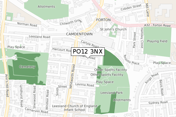 PO12 3NX map - large scale - OS Open Zoomstack (Ordnance Survey)