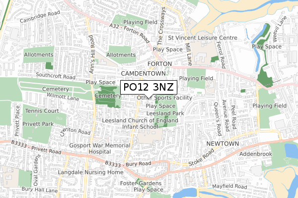 PO12 3NZ map - small scale - OS Open Zoomstack (Ordnance Survey)